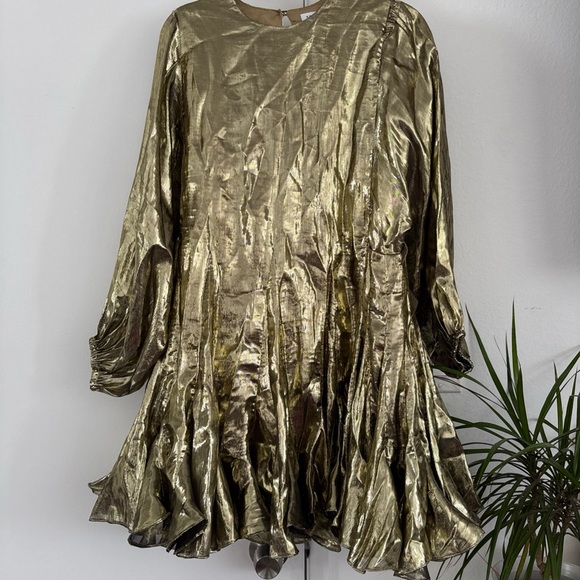 *ARCHIVE* RHODE Gold Lamè Ella Mini Dress Size S/M DEFECTS NEEDS WORK - Picture 2 of 13